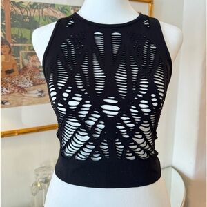ALO Yoga Tops Alo Vixen Mesh Tank In Black. Size Small